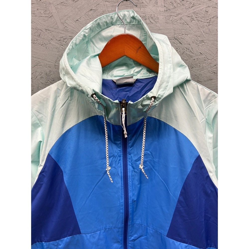 Columbia Colorblock Windbreaker Jacket Womens XL Blue Hooded Outdoor Hiking - Picture 2 of 11